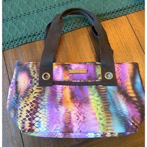 Tahari New York Insulated Lunch Tote Bag Multi-Color Snakeskin Print Zippered